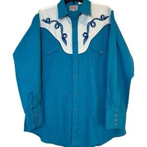 VTG Ely Diamond Western Shirt Size Large Pearl Snap Embroidered
Long Sleeve